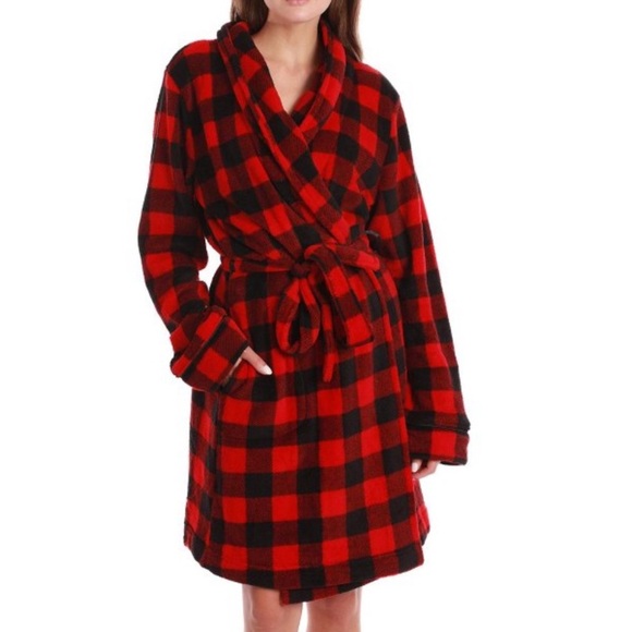 Woman’s Plush Buffalo Plaid Robe with Pockets Size Large/XL - Picture 1 of 6